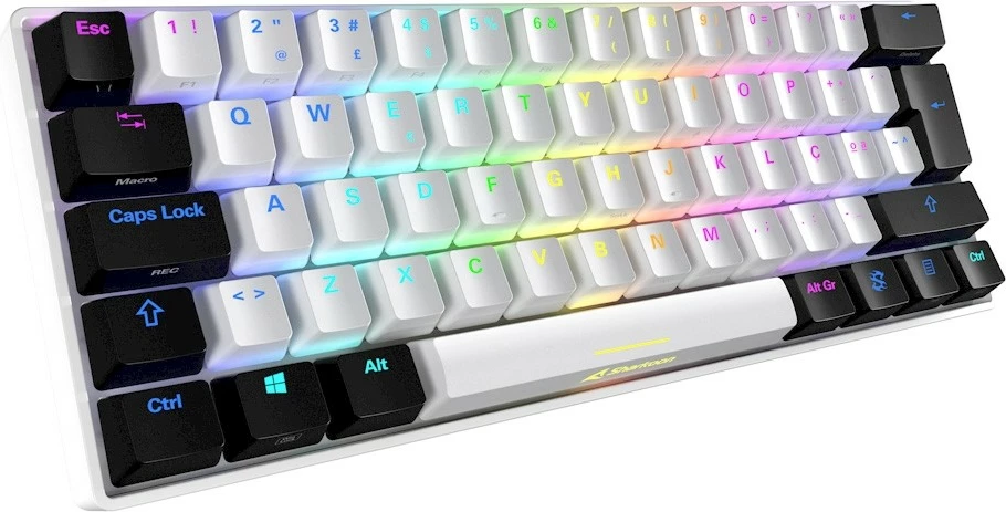Tastierë mekanike SHARKOON SKILLER SGK50 S4, 60%, Kailh Red, RGB, e bardhë/zezë