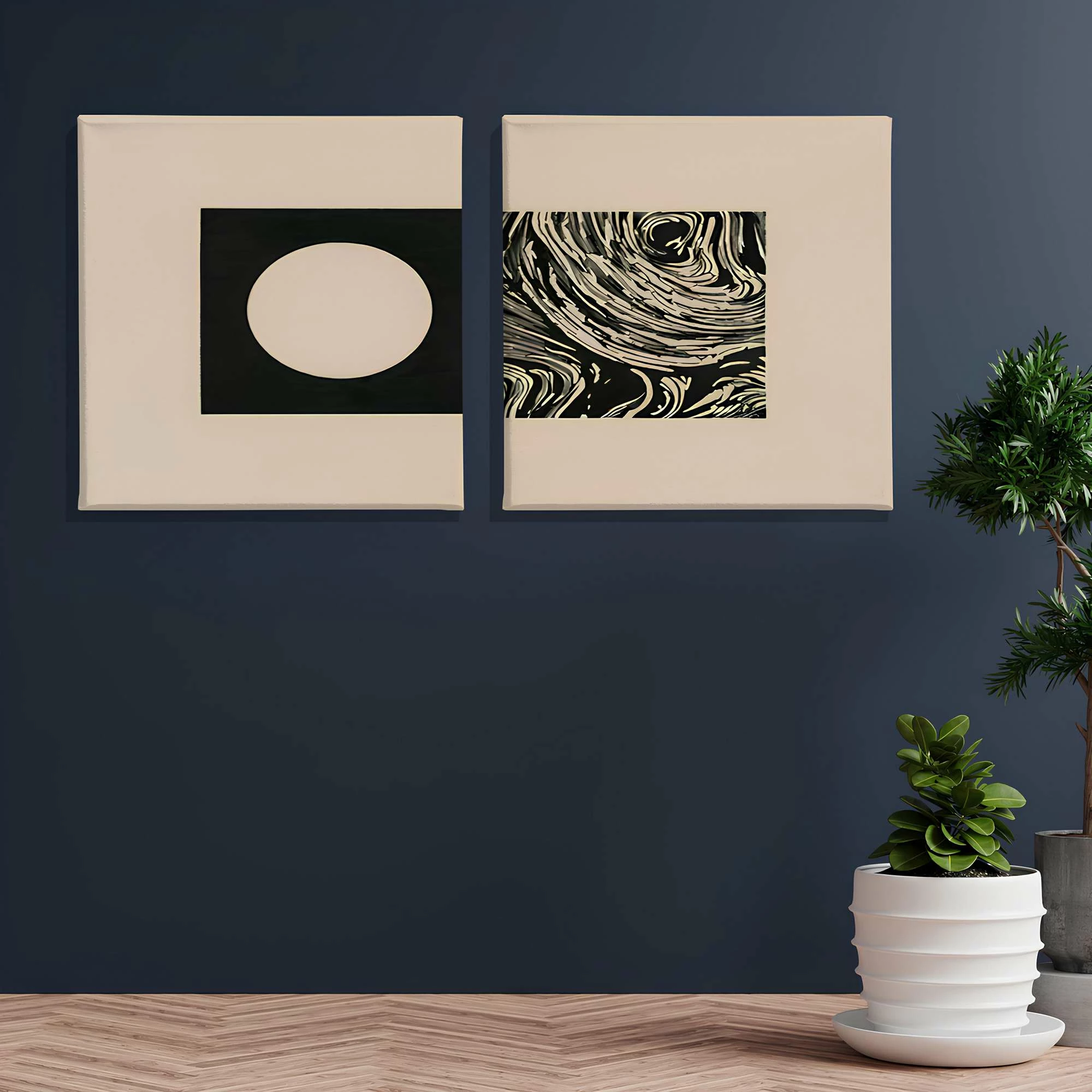 Set pikturash dekorative në kanavacë, shumëngjyrëshe, 2 copë, 30x30cm, Wallity, ASR_CNV2-22