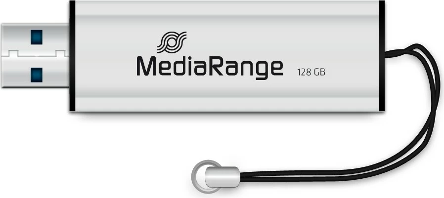 USB stick MediaRange MR918, 128 GB, USB 3.2, Type-A/Micro-USB, zi/argjendtë