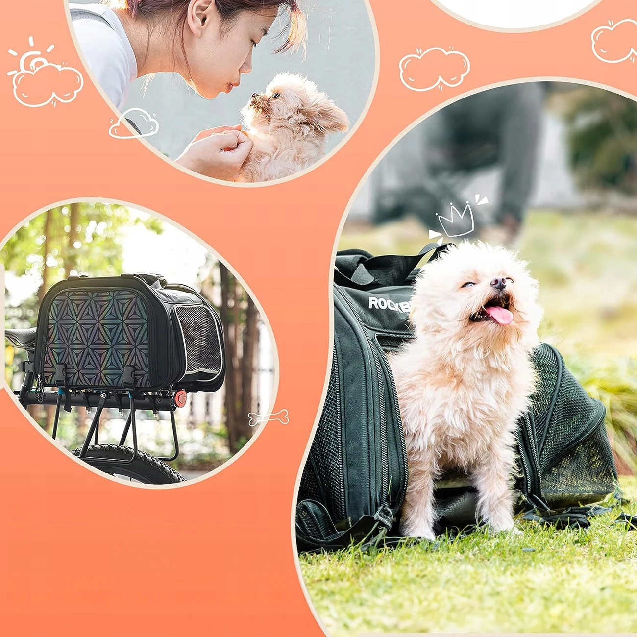 Çantë transporti për kafshë Rockbros 30140028001, 25L, e zezë