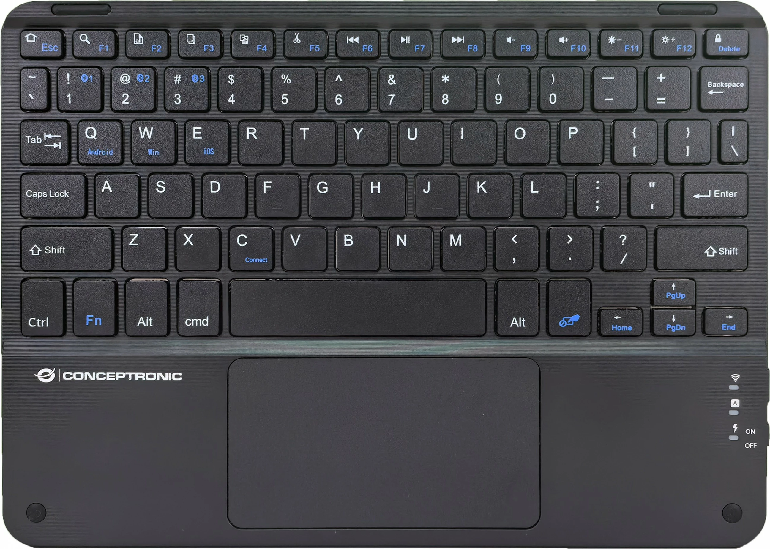Tastierë wireless Conceptronic 10 inç, QWERTY US/EN, me touchpad, e zezë