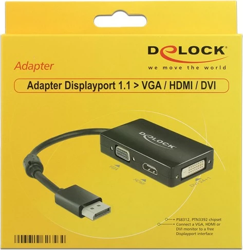 Adapter DisplayPort DeLOCK 0.16m, VGA/HDMI/DVI, i zi