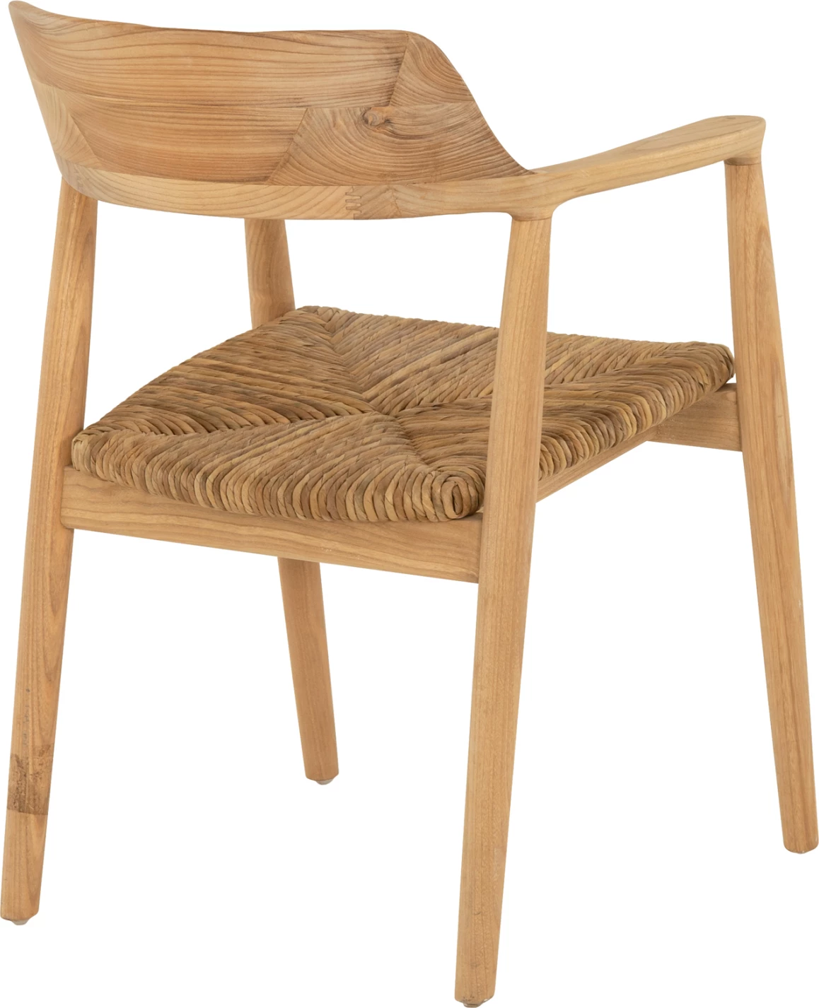 Karrige me krahë, dru teak dhe sedilje kashtë, FH9335, 58x53x79 cm