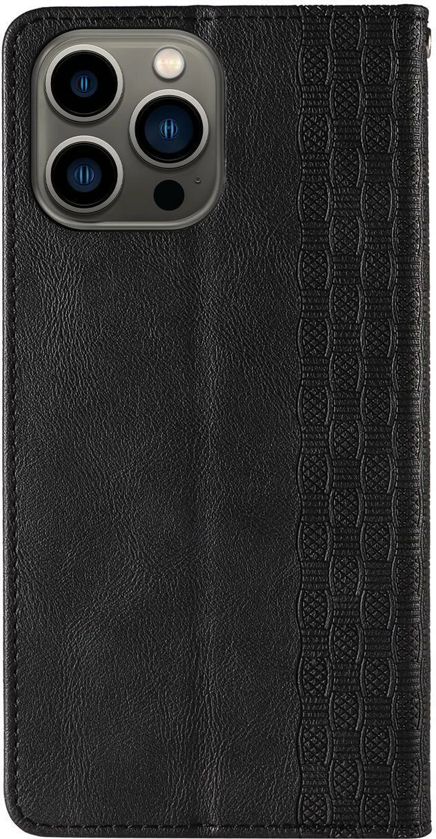 Mbështjellës Hurtel Magnet Strap Case për iPhone 14, me kapak, portofol, qëndrim, rrip dore, e zezë