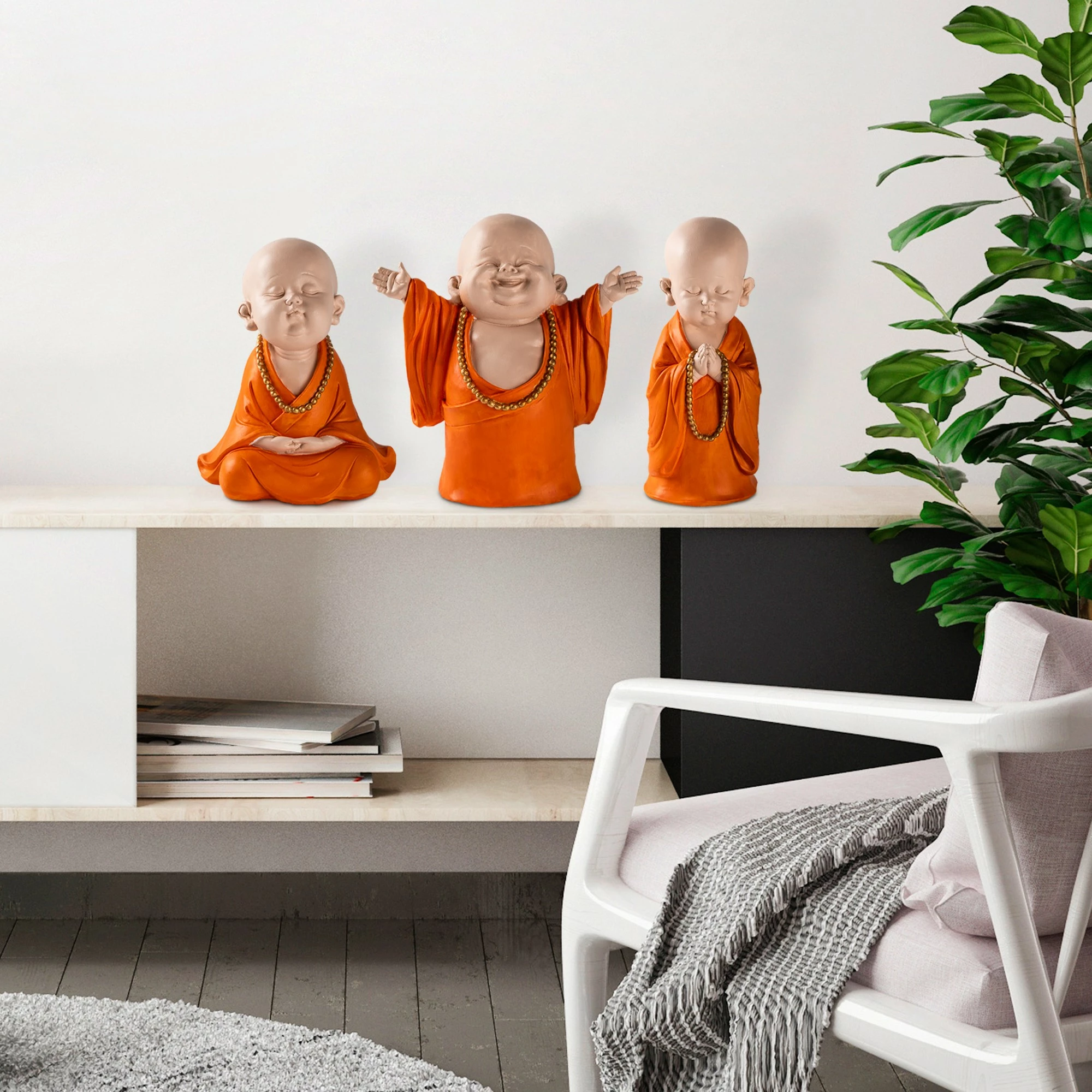 Set dekorativ me figura budiste, shumëngjyrëshe, Yak-045