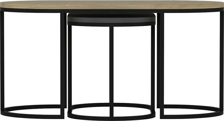 Set tavolinash të vendosshme Hanah Home, Dena, antracit dhe lis, 3 copë