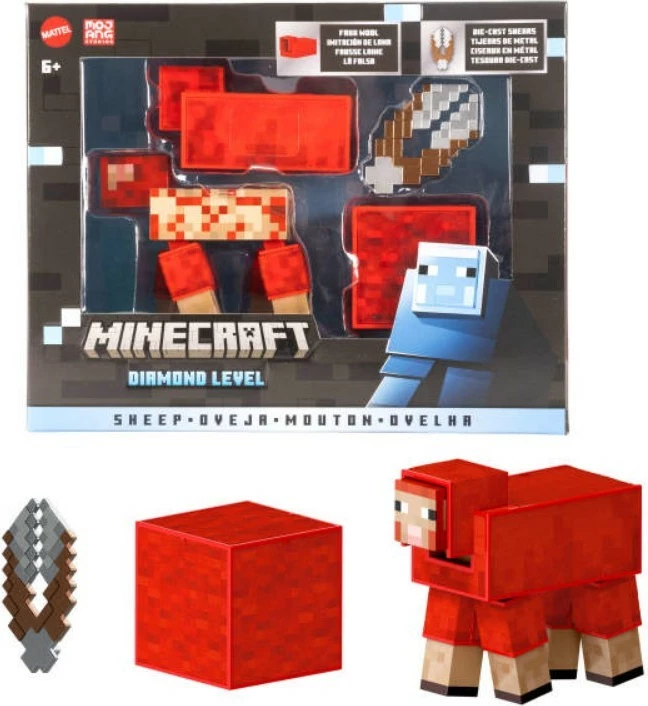 Figurinë Minecraft Mattel JCV22 dele Diamond Level, 14 cm, set me aksesorë, e kuqe