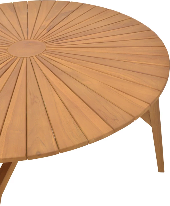 Tavolinë me karrige për terasë Banou-Colen, dru tik natyral, 7 copë, 150x75cm