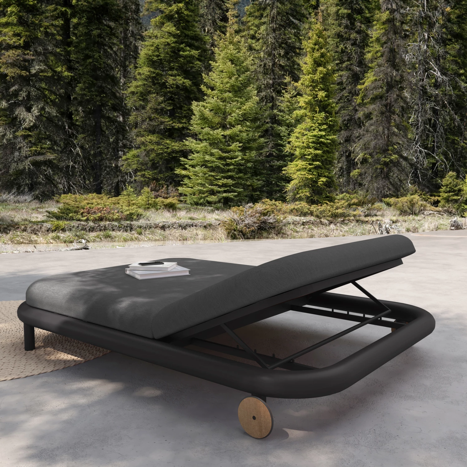 Daybed i jashtëm Utopia, alumin dhe tekstil olefin, ngjyrë gri e errët, 212x155x38cm