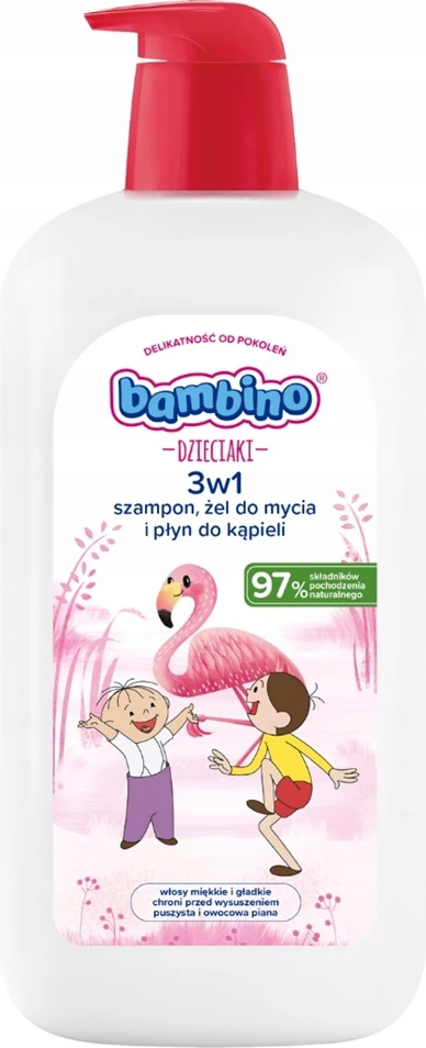 Shampon, xhel dushi, lëng për banjë 3-në-1 për fëmijë Bambino Flaming 1000ml