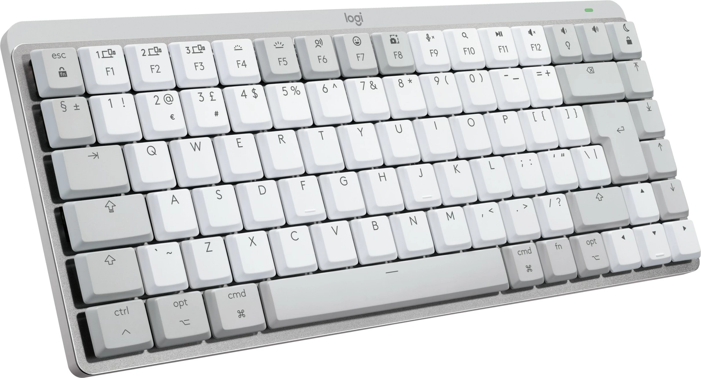 Tastierë mekanike Logitech MX Mechanical Mini për Mac, Wireless, Bluetooth, LED, Gri, Bardhë