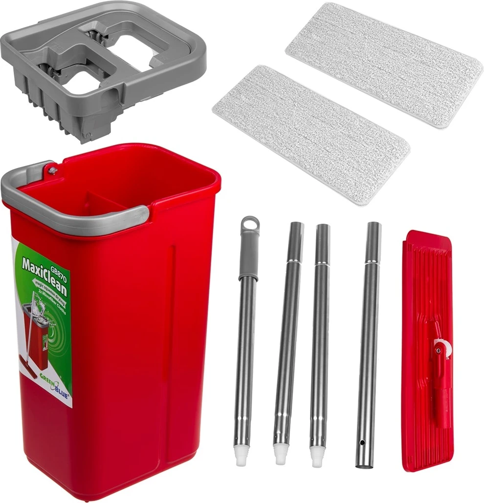 Fshesë dore lëvizëse kovë + shtyllë teleskopike + 2 x jastëk me mikrofibër 5,7 l koke rrotulluese XXL