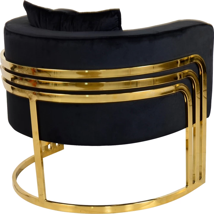 Karrige Roblu, metal i artë dhe pëlhurë kadife, ngjyrë e zezë, 72x77.4x70cm