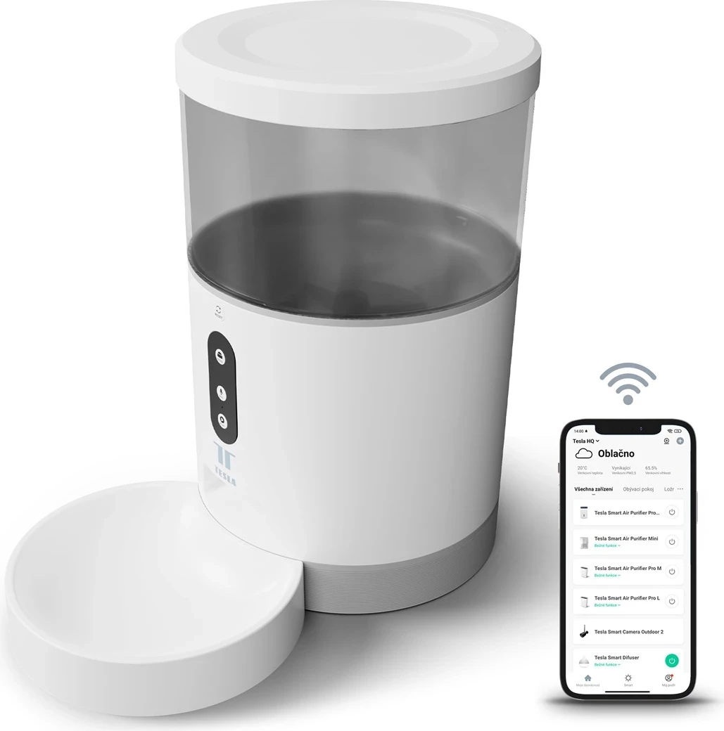 Pajisje ushqyese automatike për kafshë shtëpiake TESLA TSL-PC-BL4, Wi-Fi, e bardhë