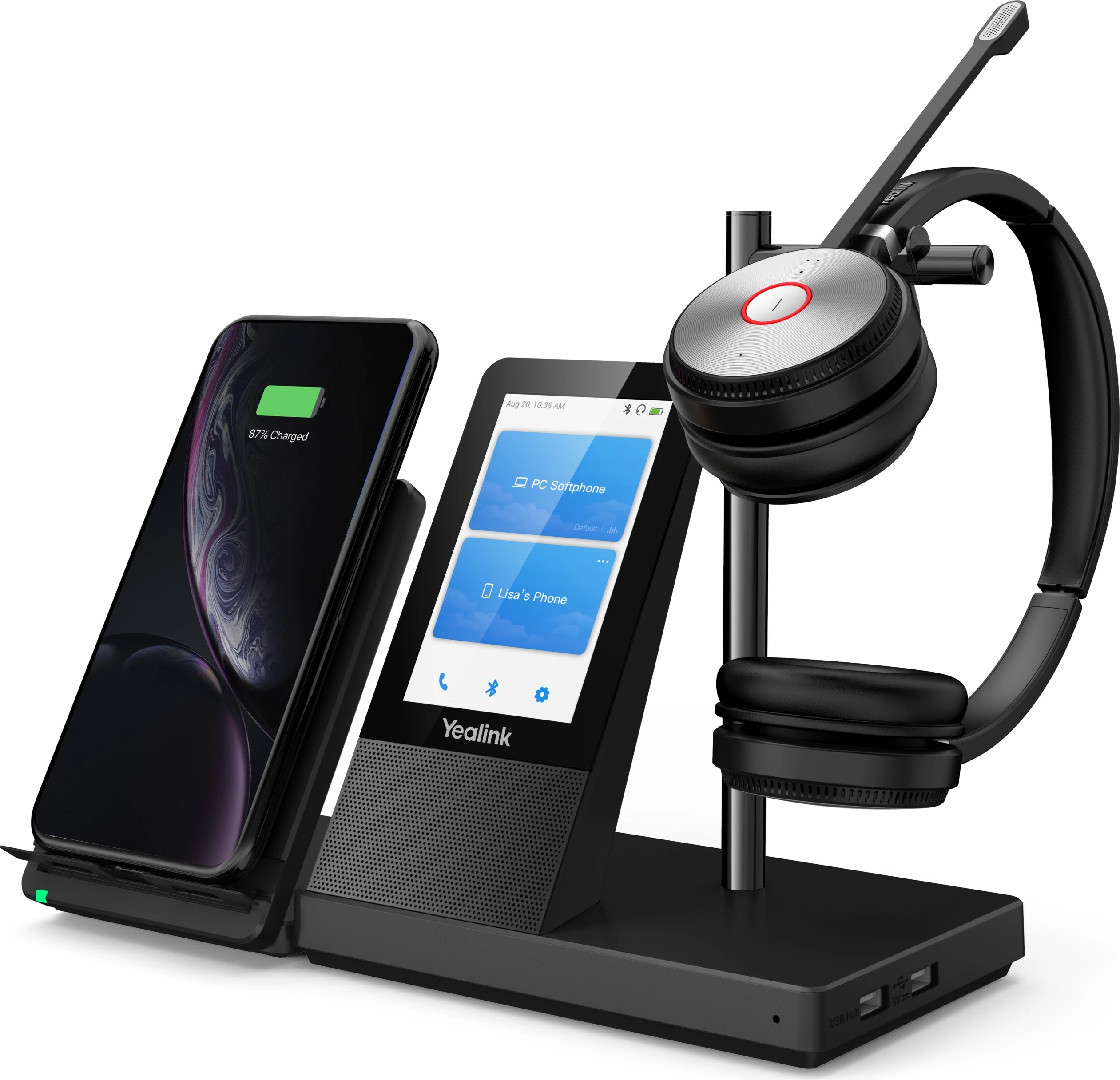 Kufje pa tela Yealink WH66 Dual UC-DECT, Zyrë/Qendra thirrjesh, e zezë