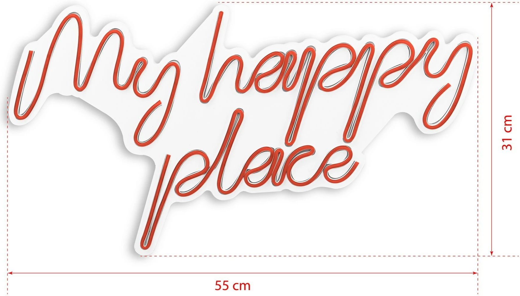 Dekor dritash LED plastike, My Happy Place, ngjyrë e kuqe