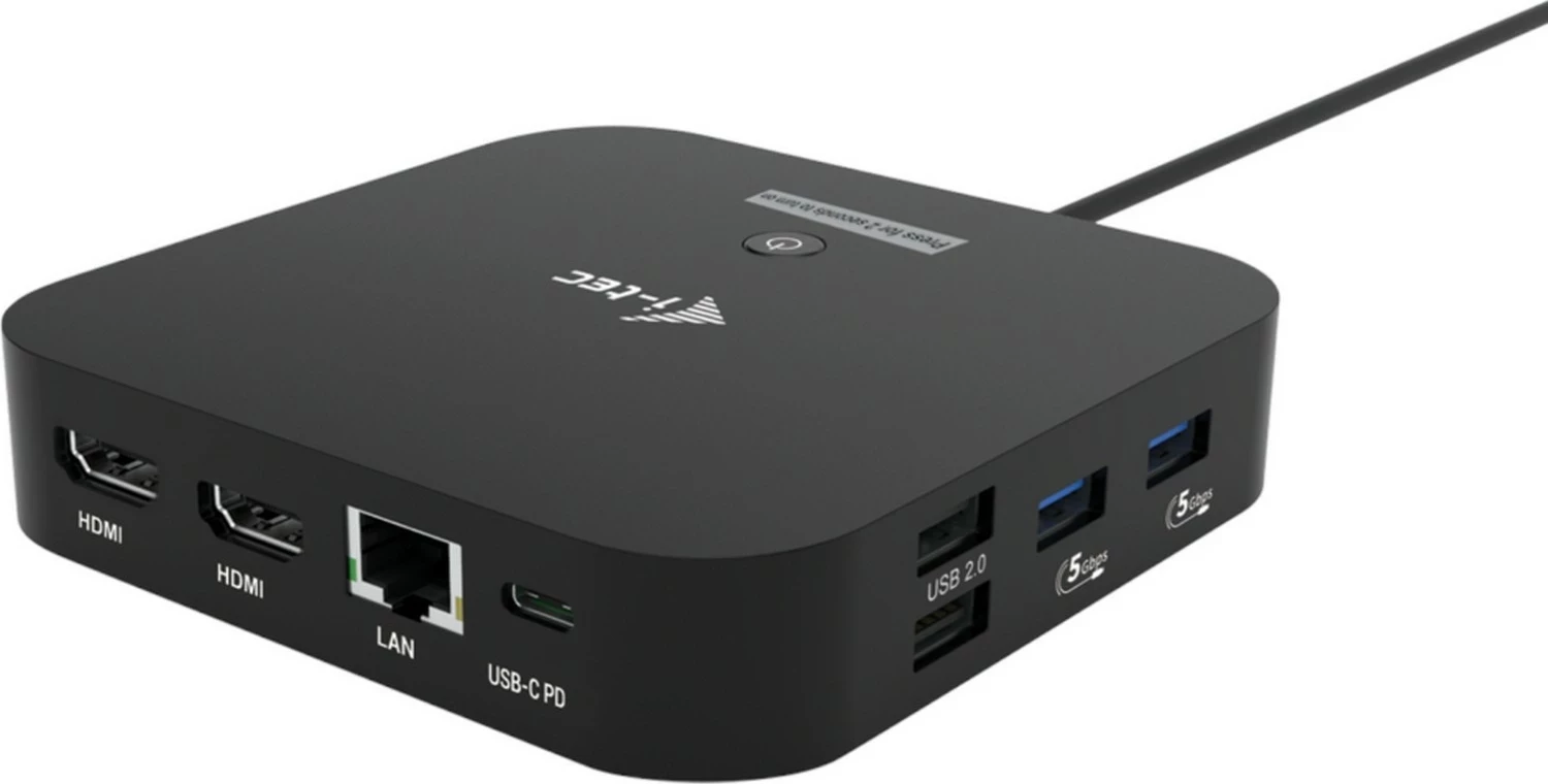 Doking stacion i-tec USB-C Dual HDMI, 2xHDMI 4K 60Hz, 2x USB-C, 4x USB-A, Power Delivery 100W, LAN, Audio, zi