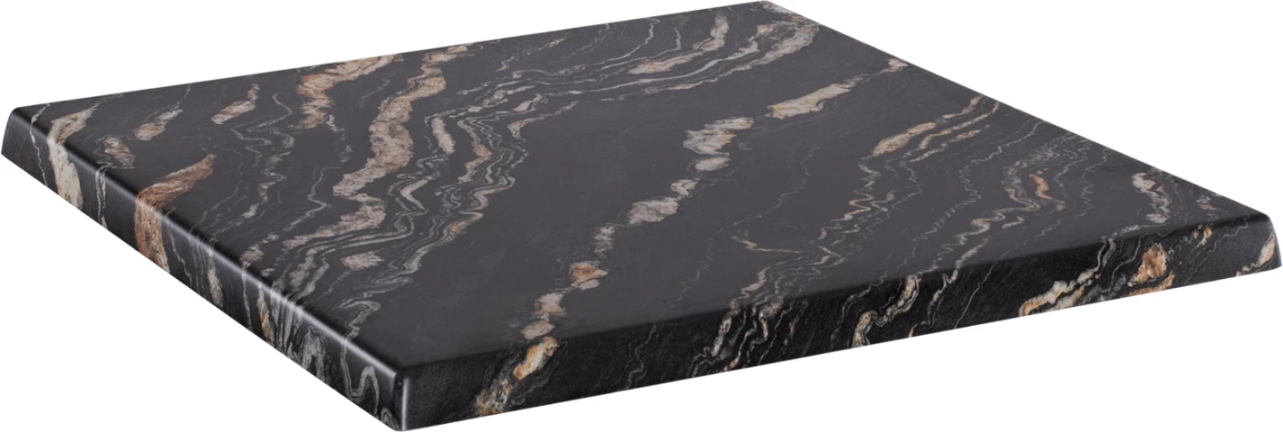 Sipërfaqe tavoline katrore, ngjyrë mermeri e zezë dhe ari, FH5231.15, 80x80 cm