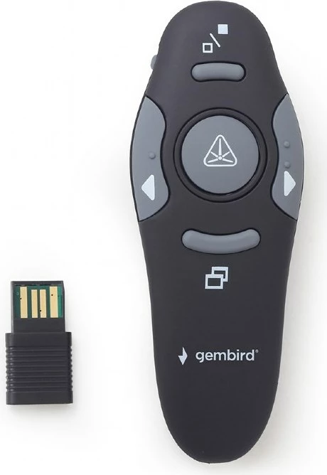 Telekomandë wireless për prezantime Gembird WP-L-11, me USB receiver, e zezë