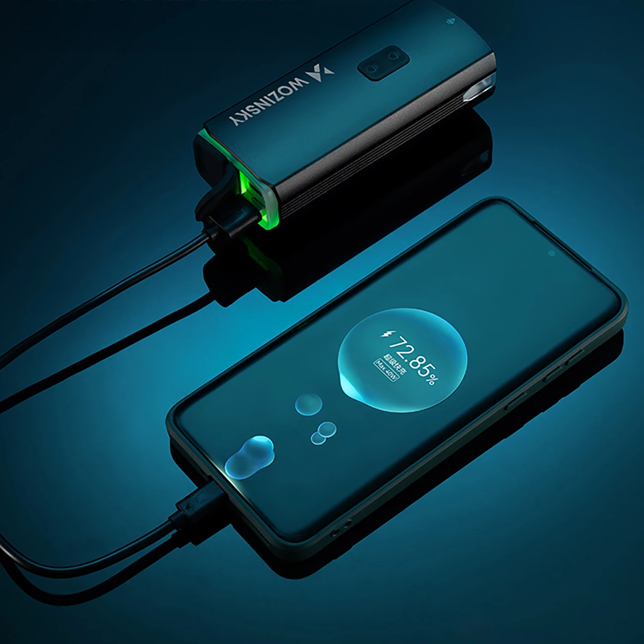 Dritë përpara biçiklete Wozinsky RHL 3000, 10000 mAh, 3000 lm, e zezë, me kabllo USB-C
