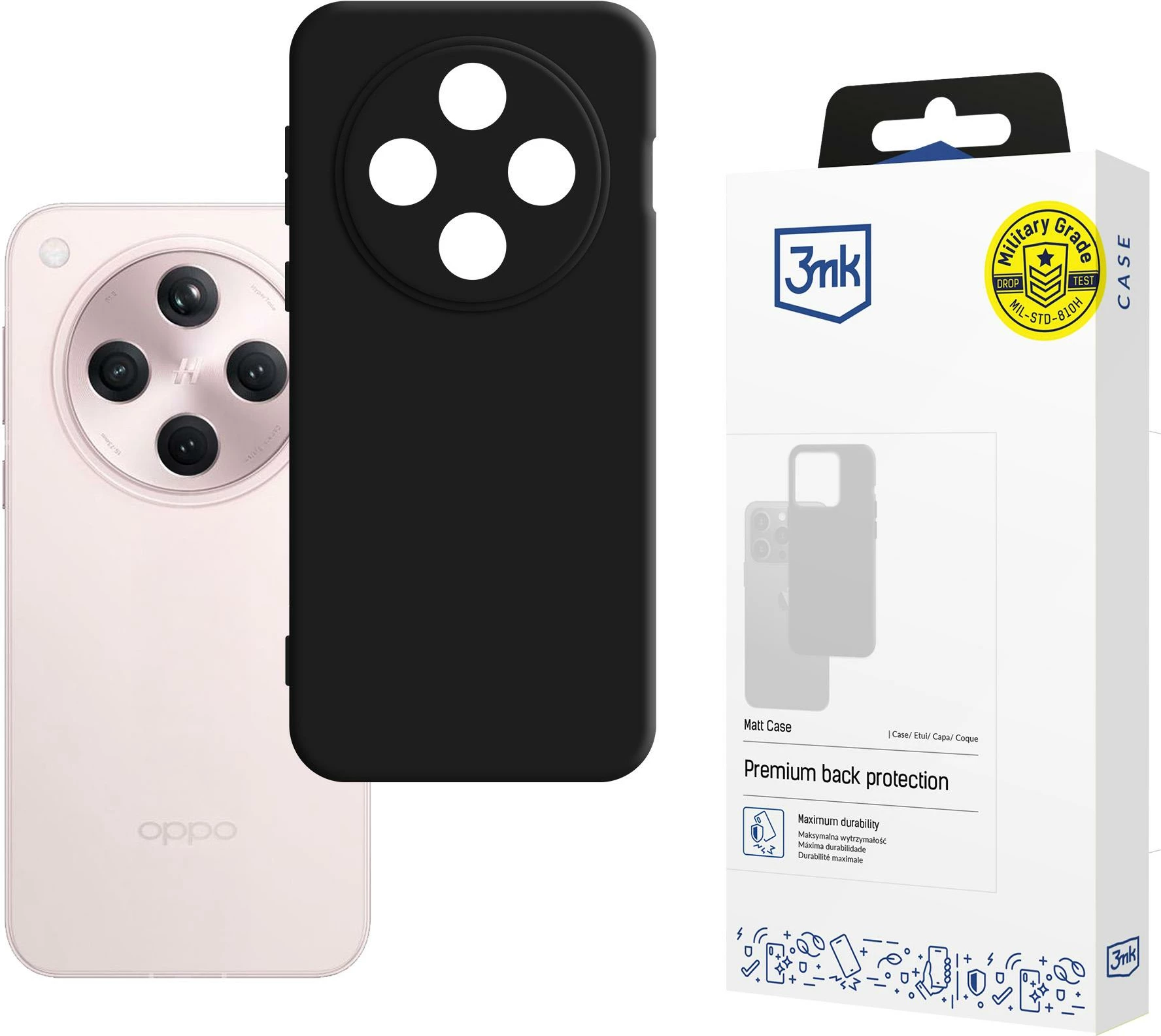 Mbështjellës 3mk Matt Case për Oppo Find X8, i zi