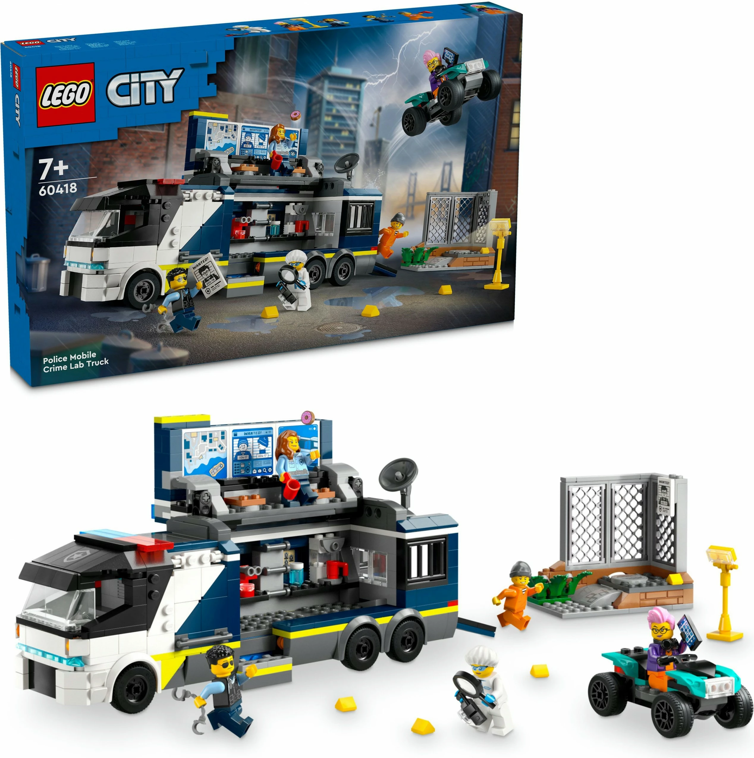 Set ndërtimi LEGO City Police Mobile Crime Lab Truck 674 pjesë, shumëngjyrësh