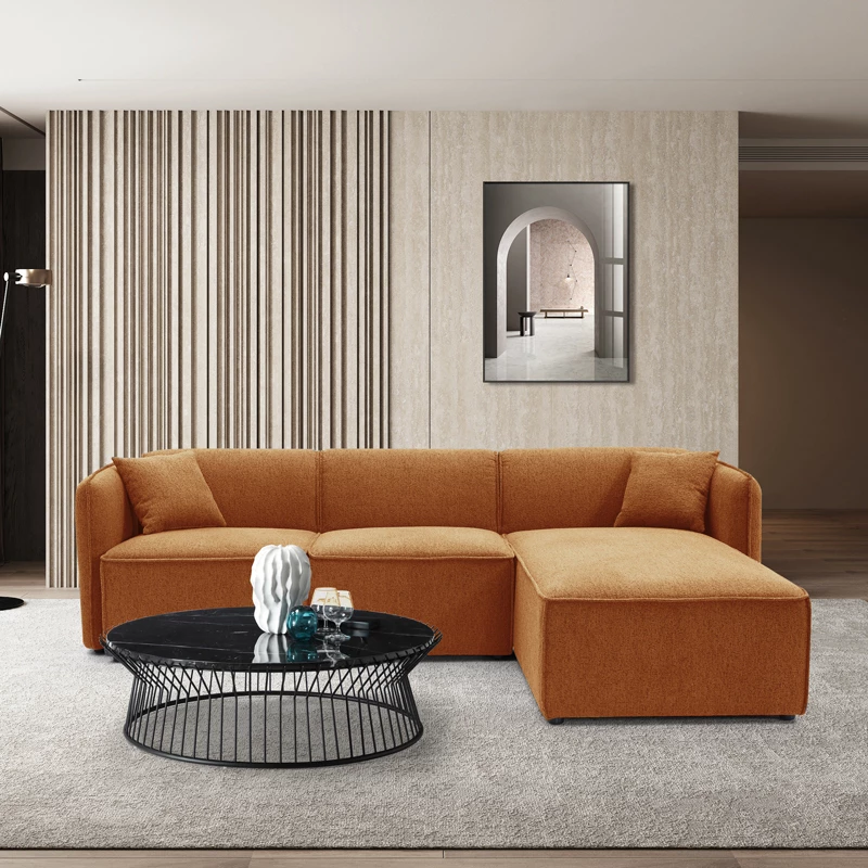 Kënd divani i kthyeshëm Soofa, ngjyrë portokalli, 270x163x74cm