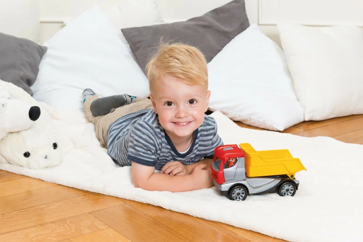 Kamion lodër Lena 01620, plastikë, 22cm, i kuq/verdhe/argjend/zi, në kuti