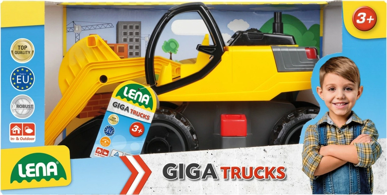 Ekskavator lodër Lena Giga Trucks, plastikë, 67 cm, verdhë
