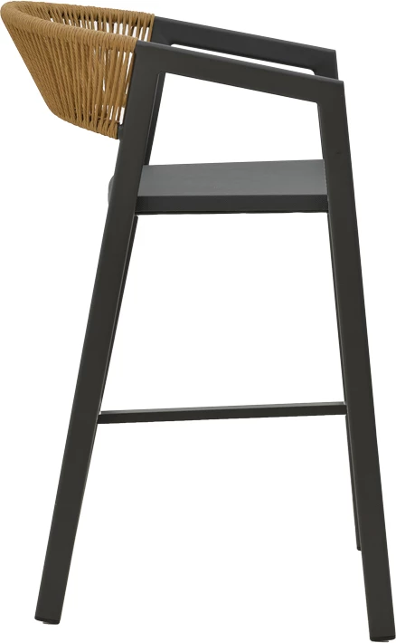 Karrige për bar alumini Phoenix e grumbullueshme, kornizë antraciti-tekstilene, ratan natyral 53x58x103cm