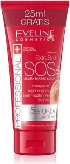 Krem për duar për femra Eveline Cosmetics Extra Soft SOS Intensively Regenerating Hand Repair Cream 5% Urea + Lanolin, 100ml