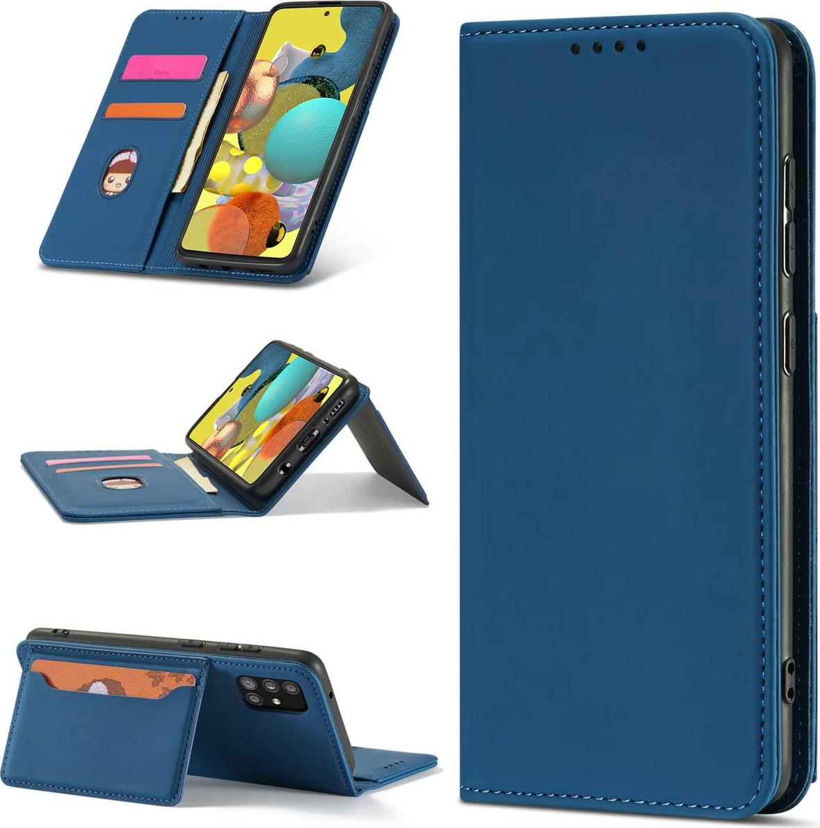 Mbështjellës Hurtel Magnet Card Case për Xiaomi Redmi Note 11 Pro, me xhepa kartelash, Kaltër