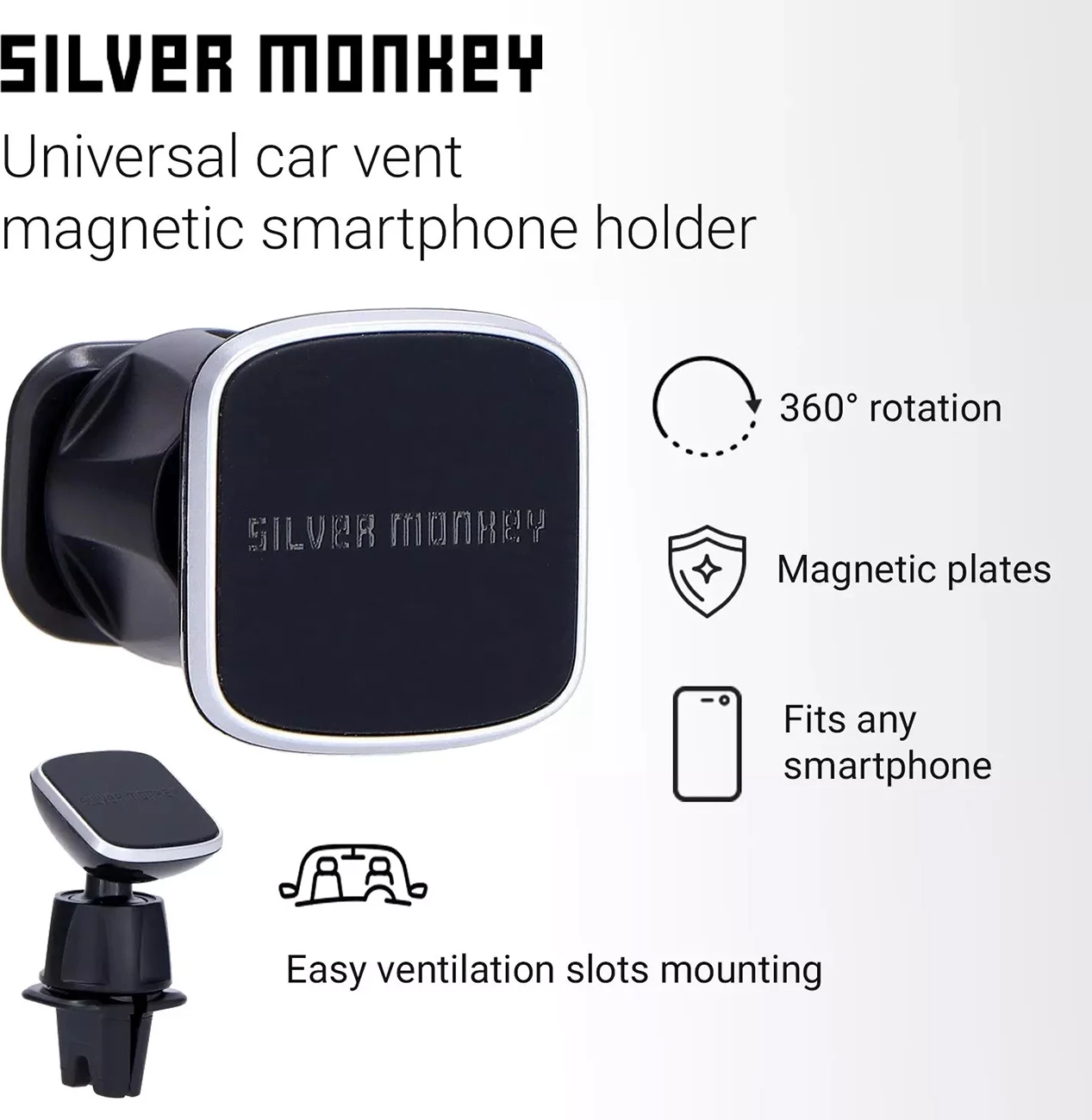 Mbështjellës magnetik për ajrosje makine Silver Monkey CM-MGN-SM, i zi