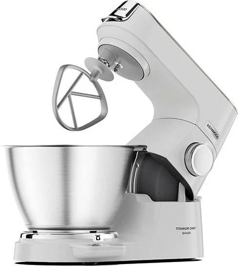 Mikser kuzhine Kenwood Titanium Chef Baker, 1200W, 6 shpejtësi, tas inoks, bardhë