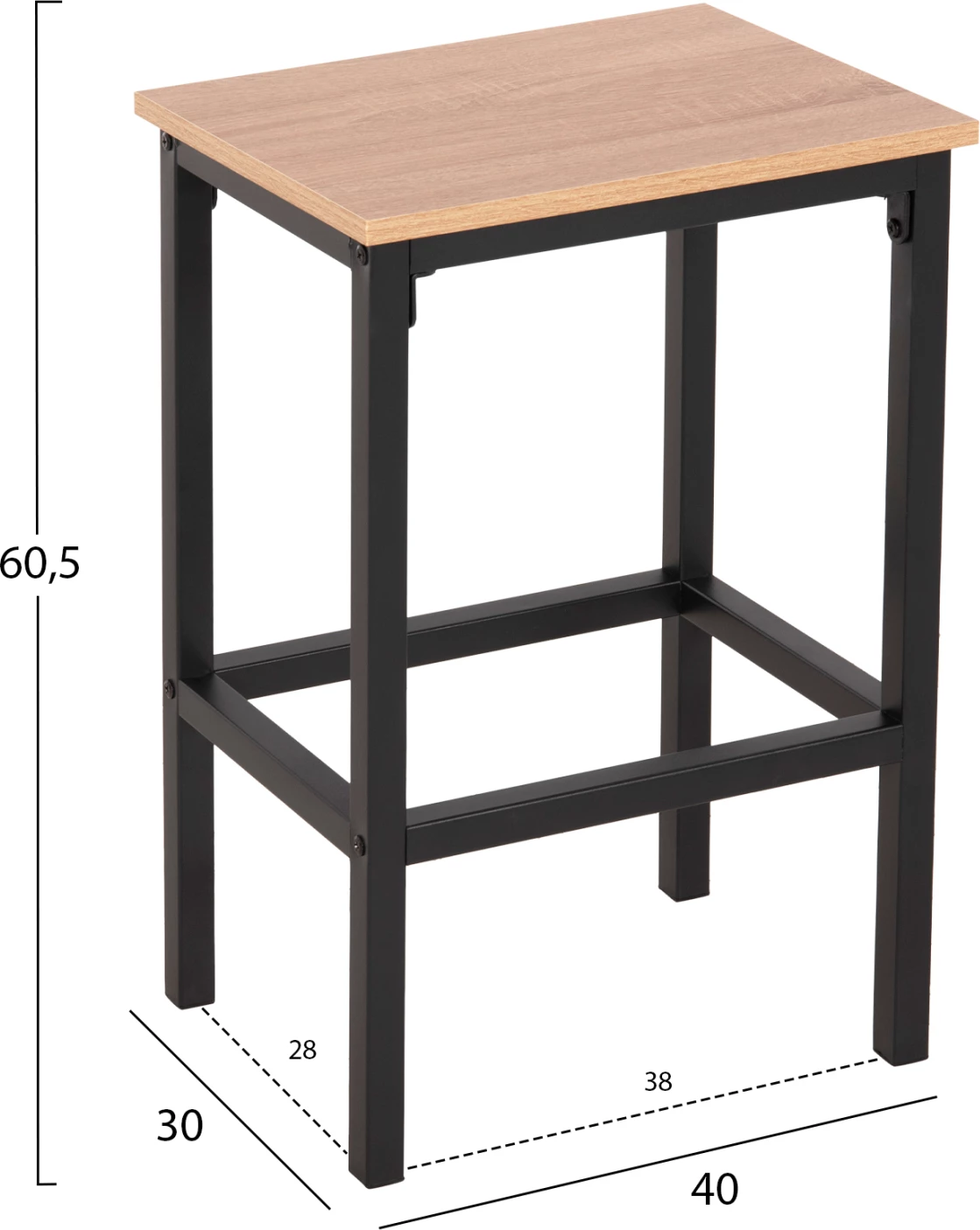 Set për bar, 5 pjesë, BOXY, FH9882.01, korniza metalike të zeza, melaminë në ngjyrë sonama