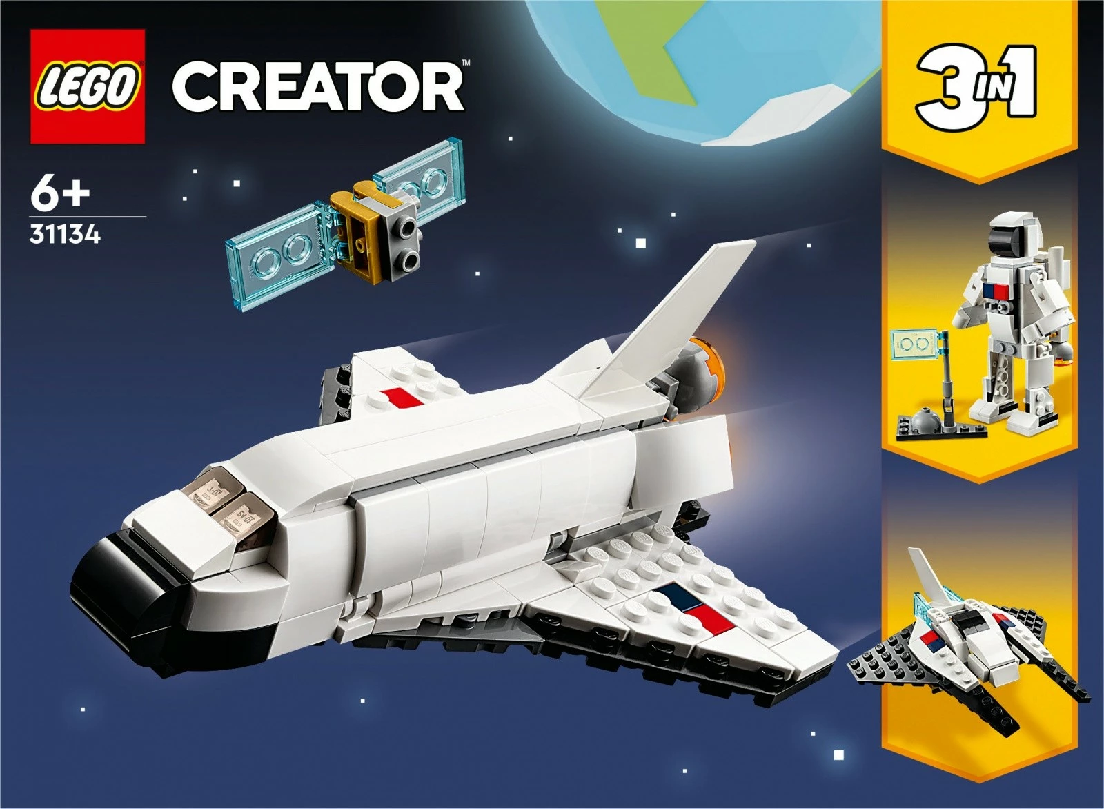 Set LEGO Creator Space Shuttle 31134, 144 pjesë, për fëmijë, Bardhë