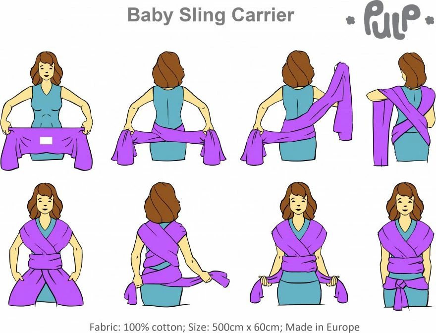 Shall mbajtëse për bebe Pulp Baby Carrier Wrap 500x60 cm, e zezë