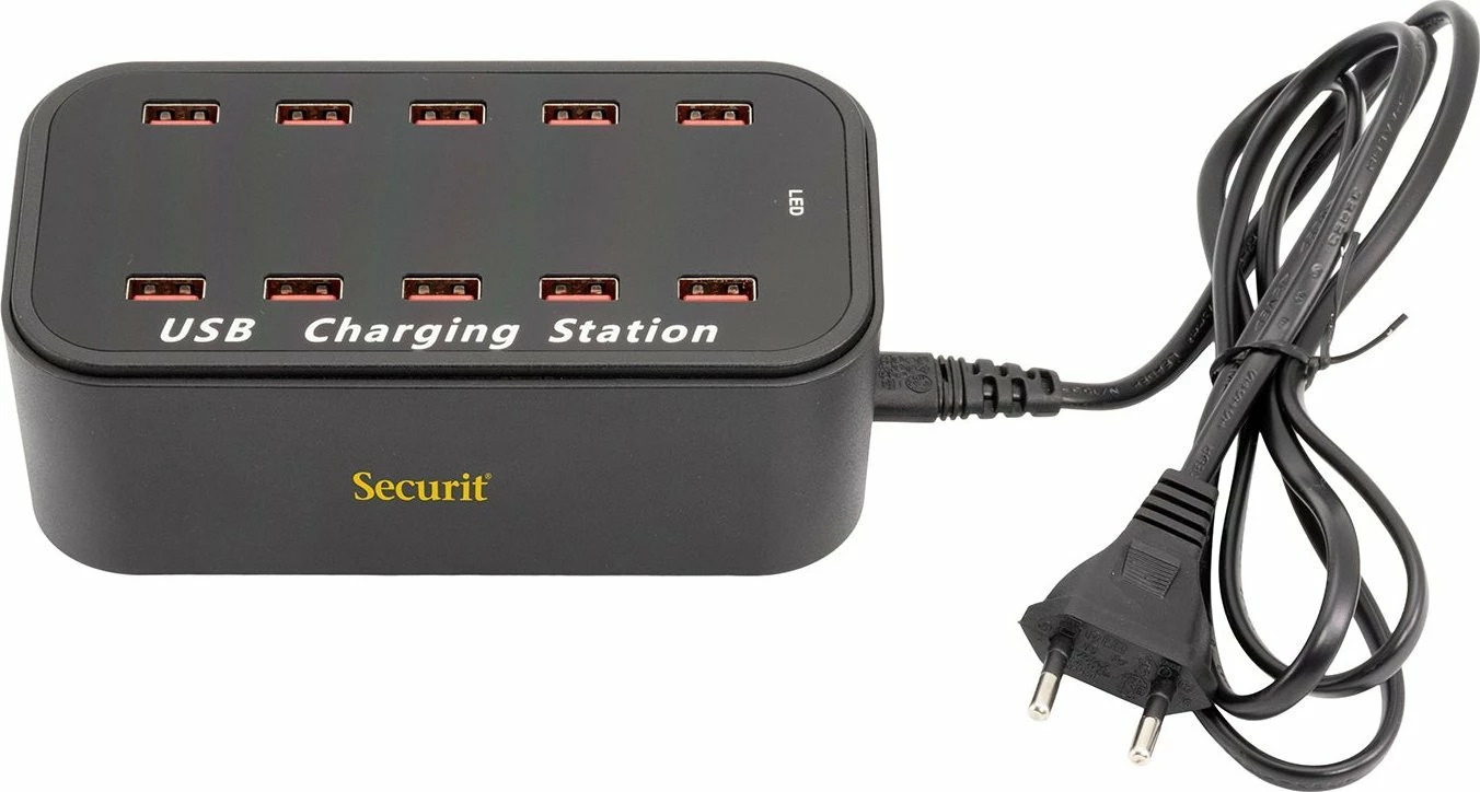 Karikues multiport Securit MC-LD-MC10, 10x USB-A, zi