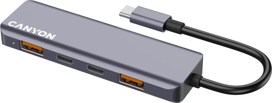 USB-C hub CANYON DS-18 5n1 USB 3.2 Gen 2, 2x USB-A + 2x USB-C, kabllo 15 cm, hiri