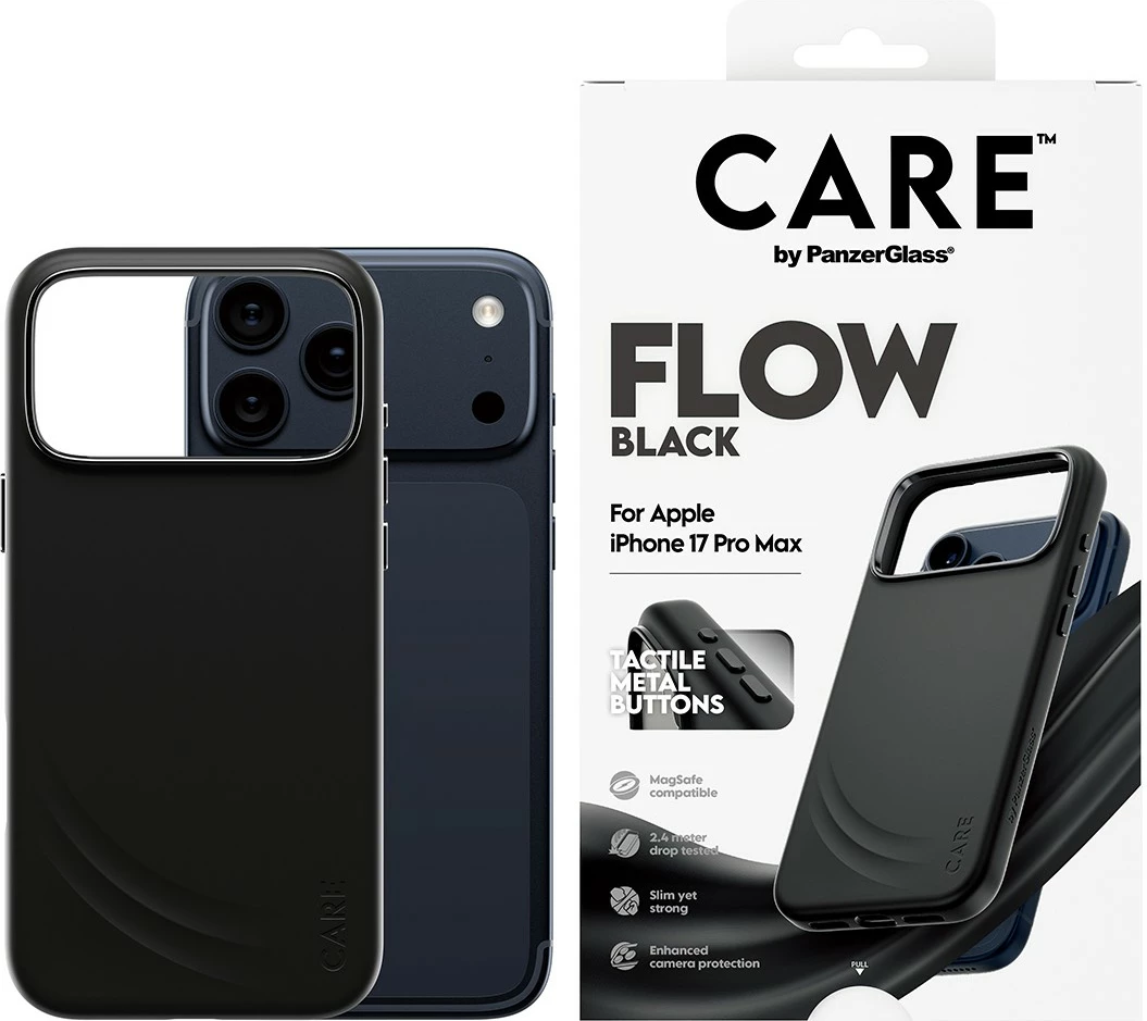 Mbështjellës PanzerGlass CARE Feature Flow me MagSafe për iPhone 17 Pro Max, zi