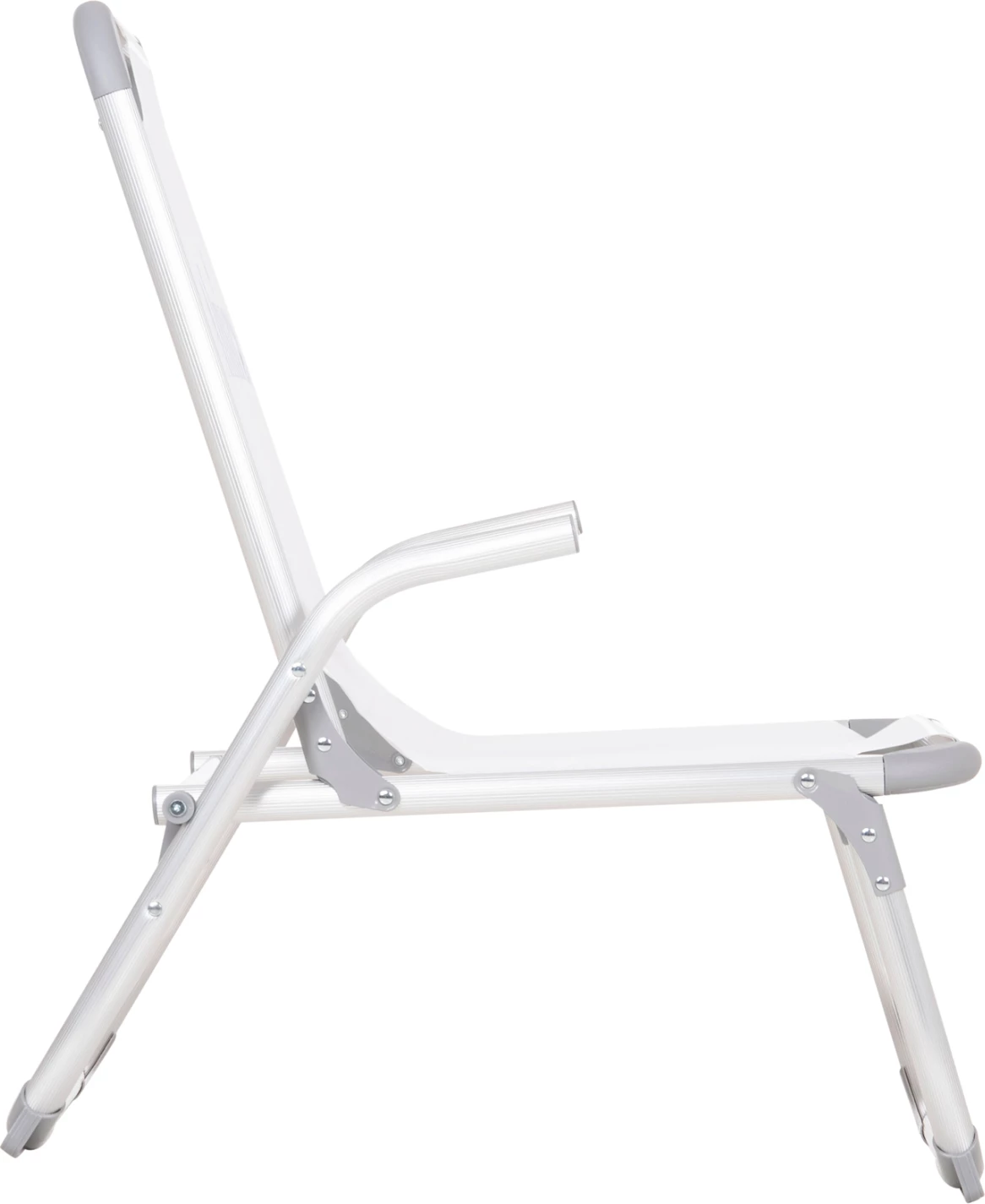 Karrige plazhi e ngritur, alumin i rëndë, Almira FH6431.03, tekstilene e bardhë, 53x68x80cm