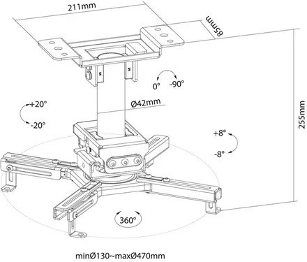Mbajtëse tavani për projektor Neomounts CL25-530BL1, e zezë