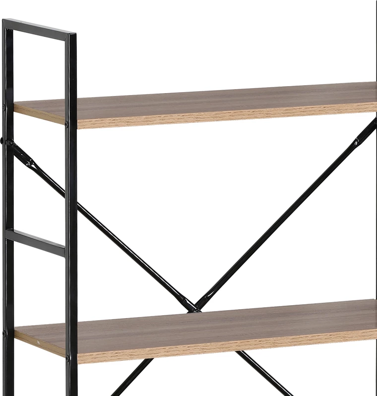 Raft librash Manlo, ngjyrë natyrale-çelik i zi, 58.6x23.5x80cm