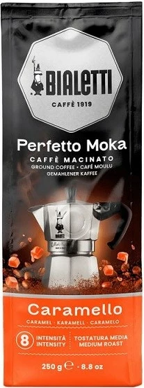 Kafe e bluar Bialetti Perfetto Moka Caramello, 250 g, medium roast