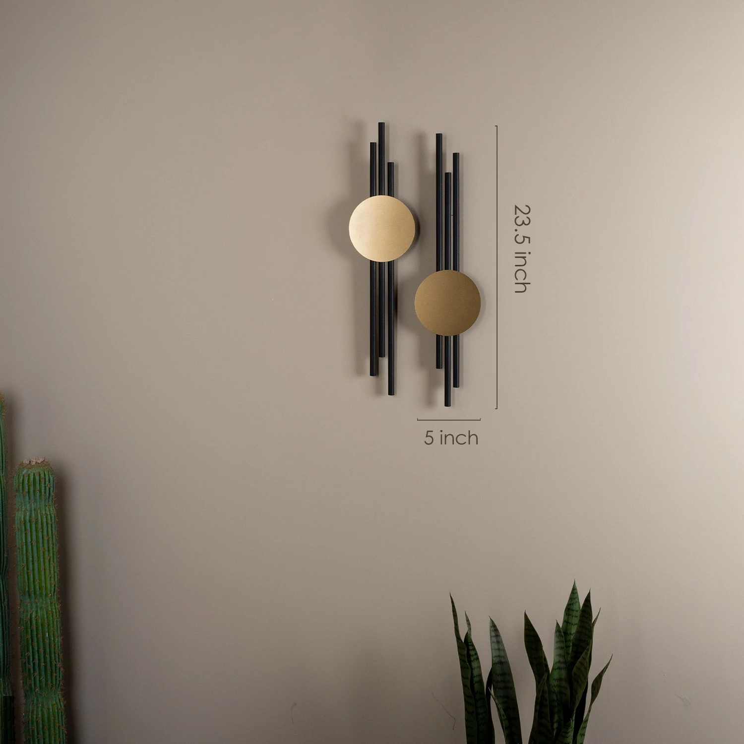 Aksesor dekorativ metalik për mur Wallity, vija antike, set - APT799