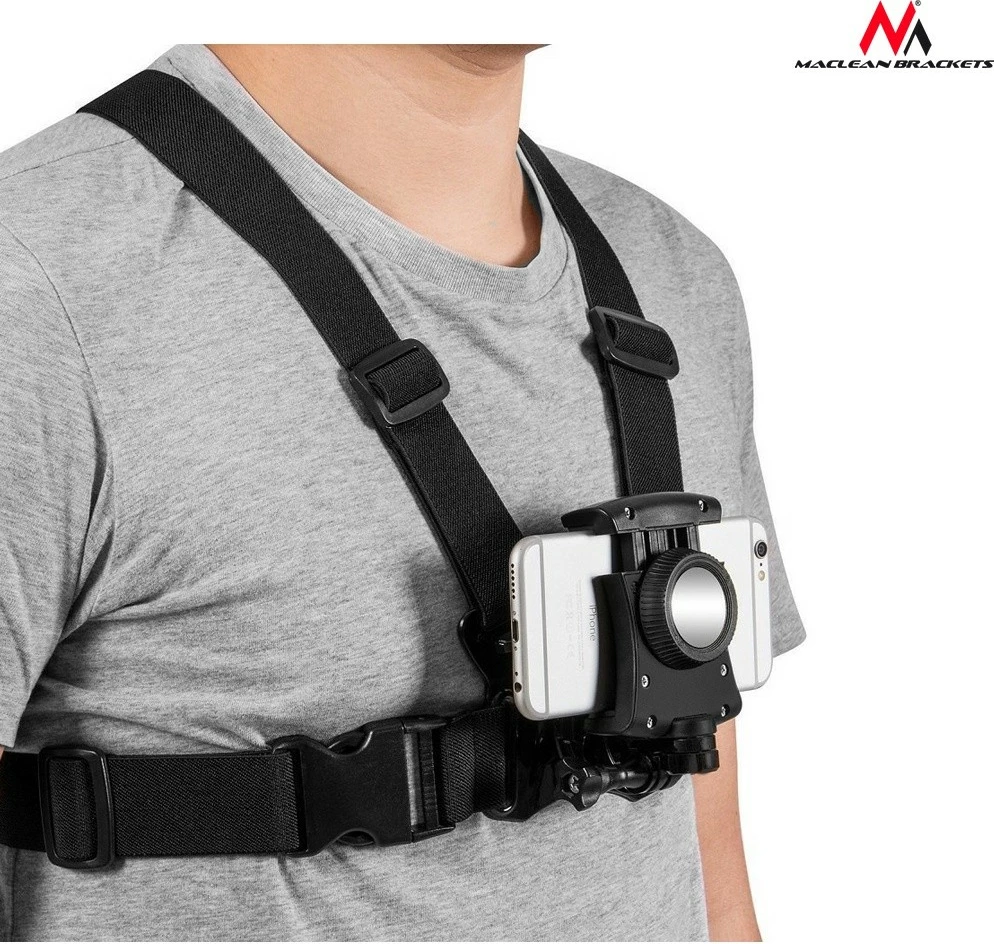 Rrip sportiv Maclean MC-773 për telefon, kamera, GoPro, i zi