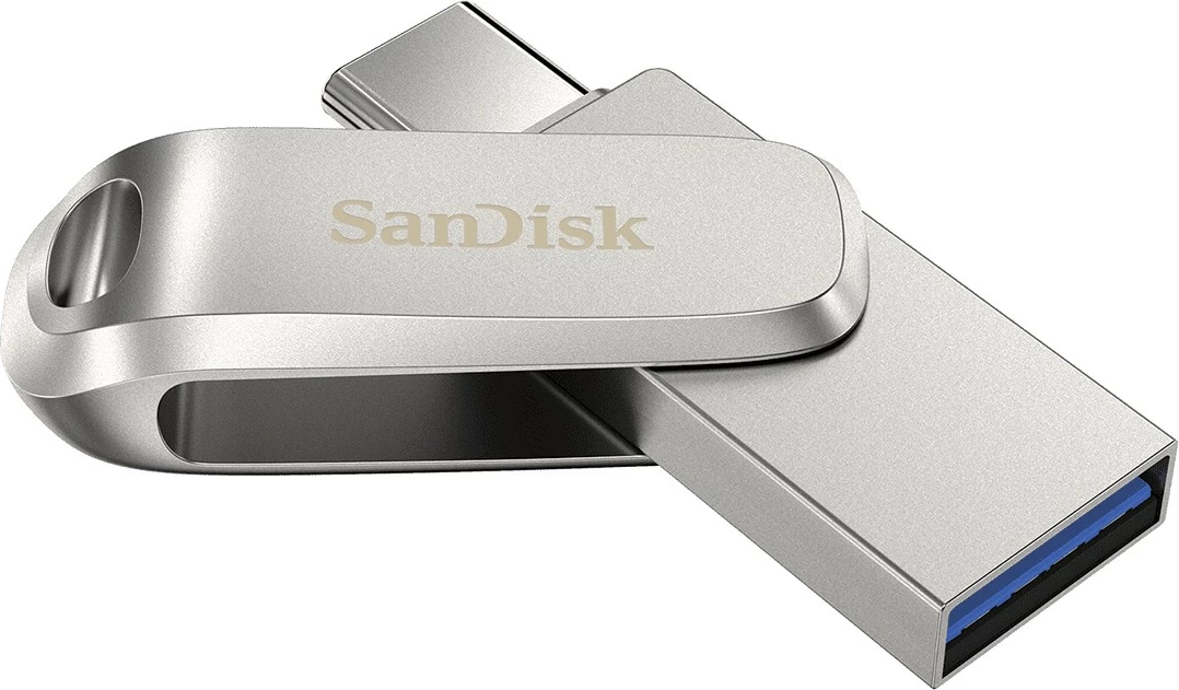 USB SanDisk Ultra Dual Drive Luxe, 64 GB, USB Type-A / USB Type-C, 3.2 Gen 1, 150 MB/s, Inox