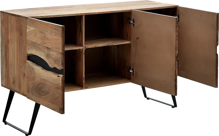 Komodinë Imena dru i fortë 4cm natyral-e zezë 148x43.5x86cm