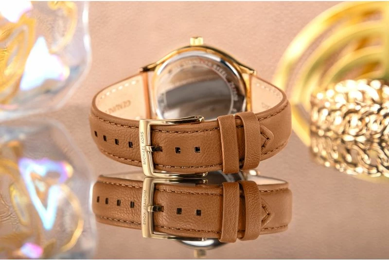 Orë dore femra Michael Kors Slim Runway MK7543, kafe