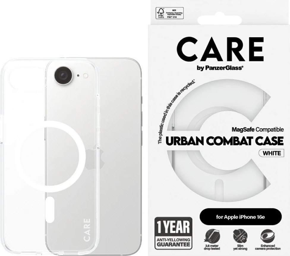 Mbështjellës PanzerGlass CARE Urban Combat, për iPhone 16e, MagSafe, Transparent